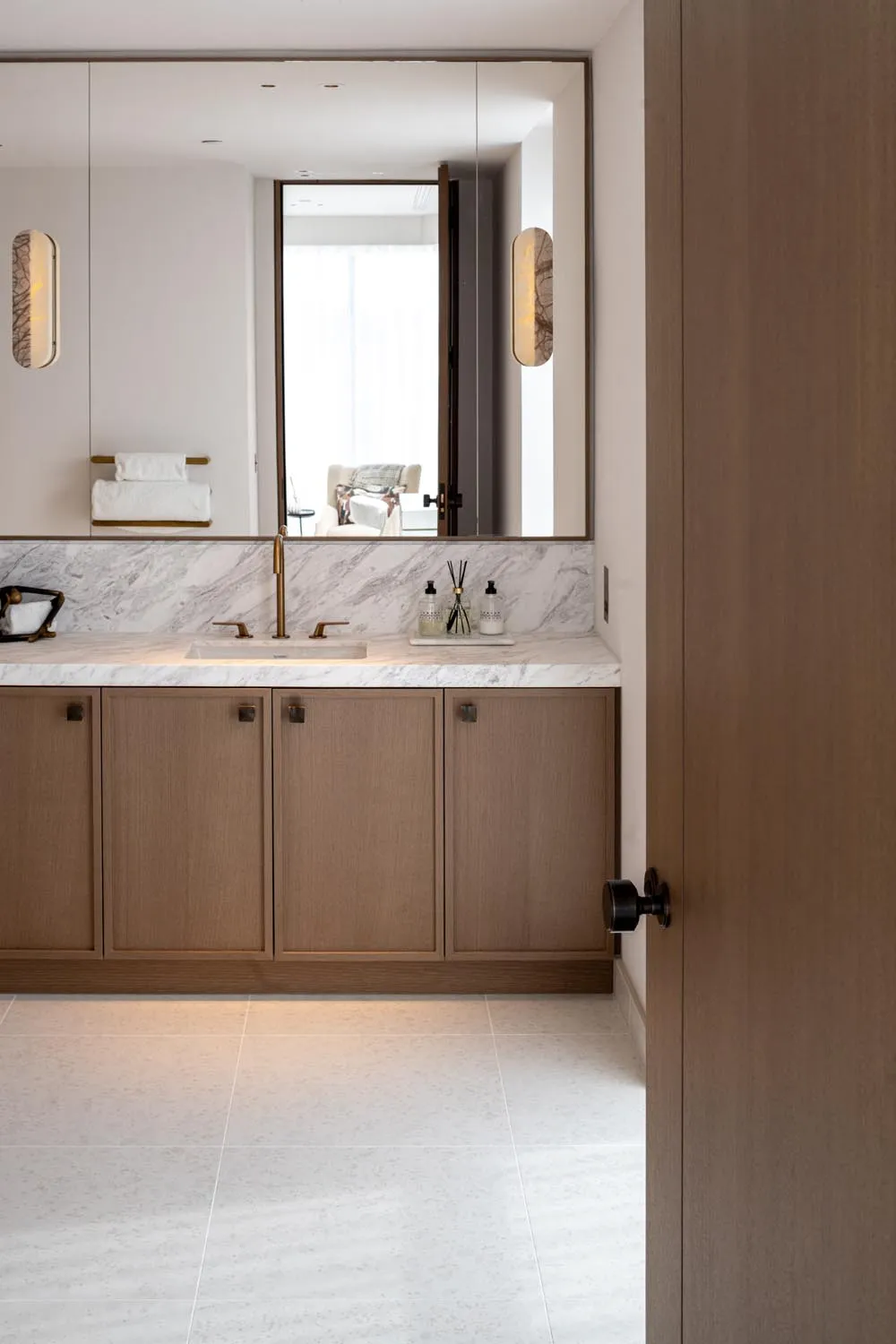 Holland Park Penthouse, Kensington &mdash; bathroom, vanity and doorway