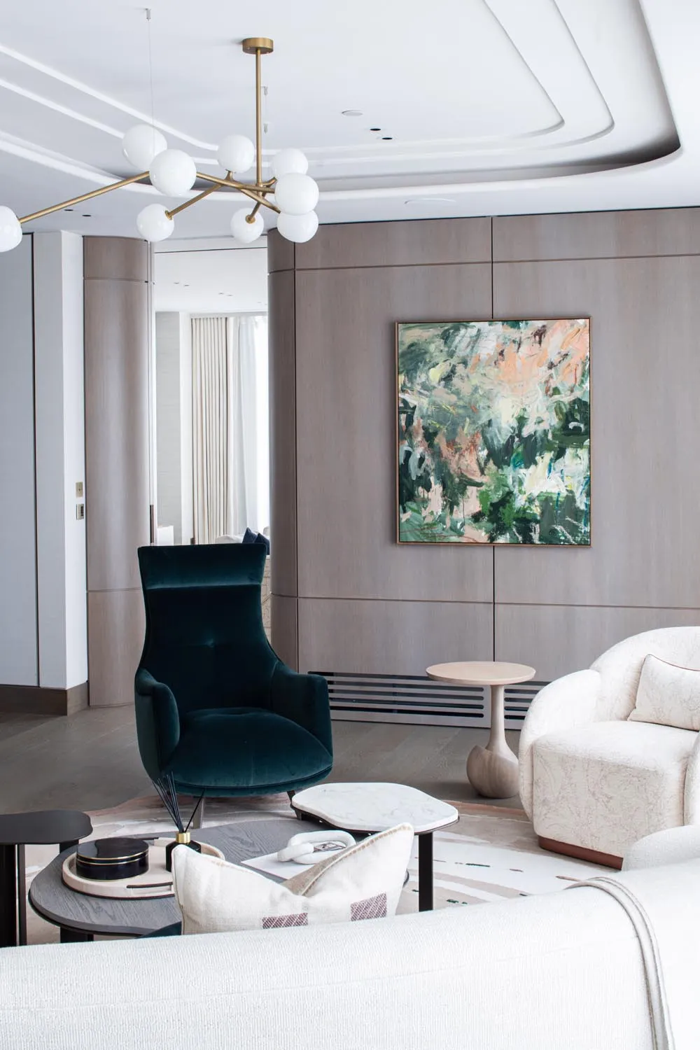 Holland Park Penthouse, Kensington &mdash; living room, blue armchair