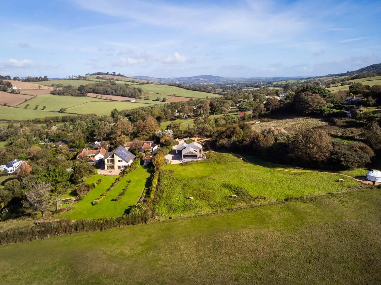 Modern Barn, Dorset, Jurassic Coast &mdash; Aerial view from coast
