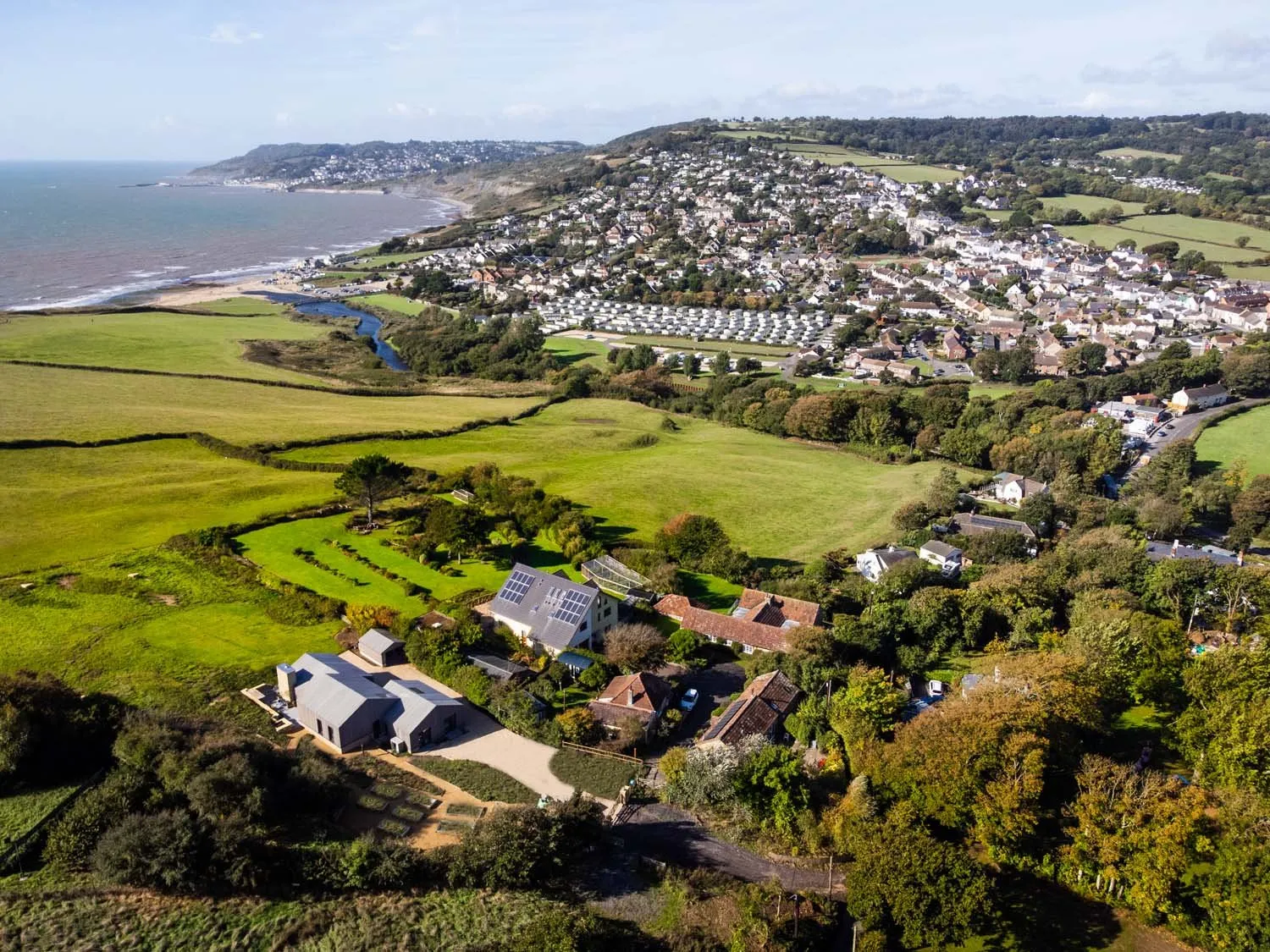 Modern Barn, Dorset, Jurassic Coast &mdash; Aerial view