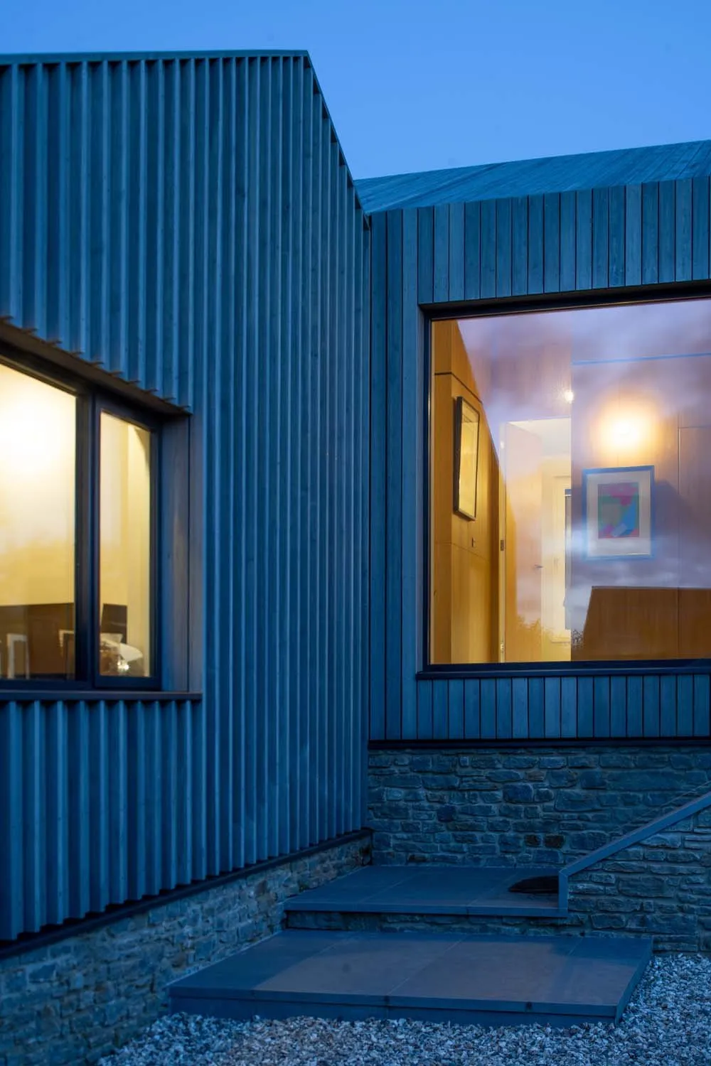 Modern Barn, Dorset, Jurassic Coast &mdash; Dusk entrance