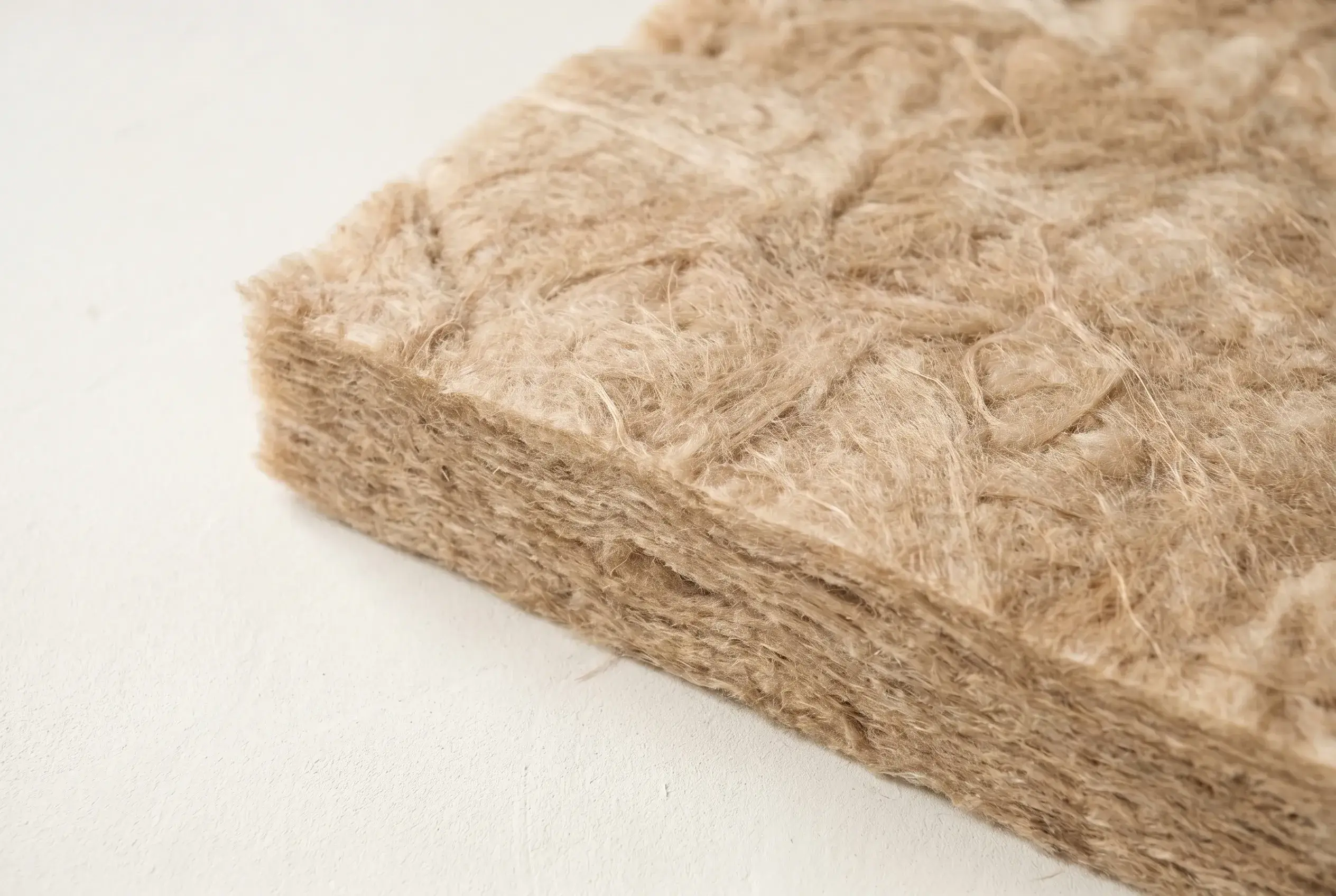 A batt of natural sheep-wool insulation